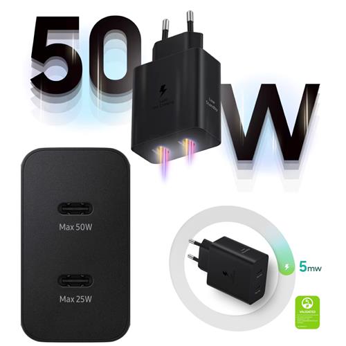 Samsung Cargador 50W Doble Salida USB-C + Cable (EP-T5020XBEGEU)