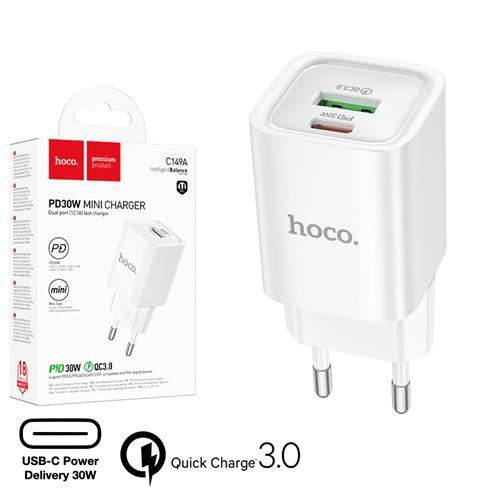 Hoco C149A Cargador Cham PD30W+QC3.0 EU White