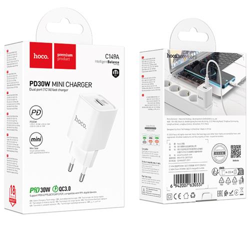 Hoco C149A Cargador Cham PD30W+QC3.0 EU White