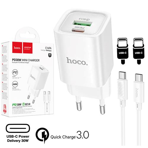 Hoco C149A Cargador Cham PD30W+QC3.0 Type-C to C White