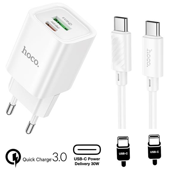 Hoco C149A Cargador Cham PD30W+QC3.0 Type-C to C White