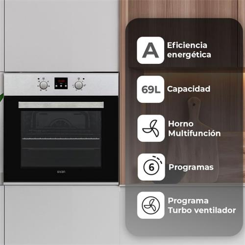 Svan  SHM6701DX Horno Multifunción Display 69L Inox