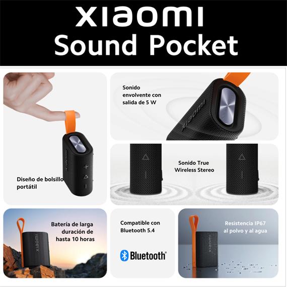 Xiaomi Altavoz Portátil Pocket  Bluetooth 5W Negro (QBH4269GL)