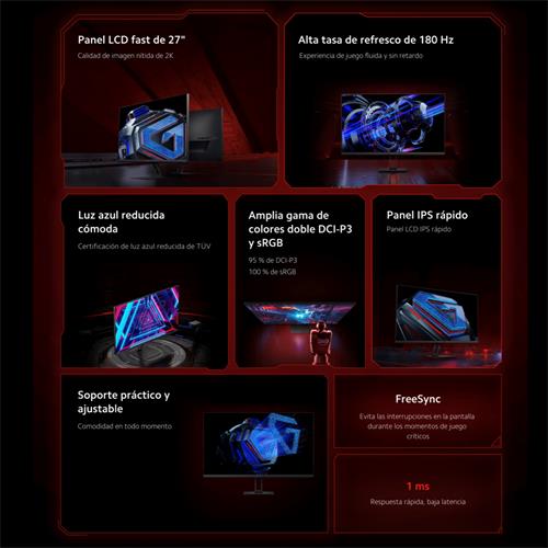 Monitor Gaming 27" Xiaomi G27Qi ED Fast IPS 2K 180Hz FreeSync