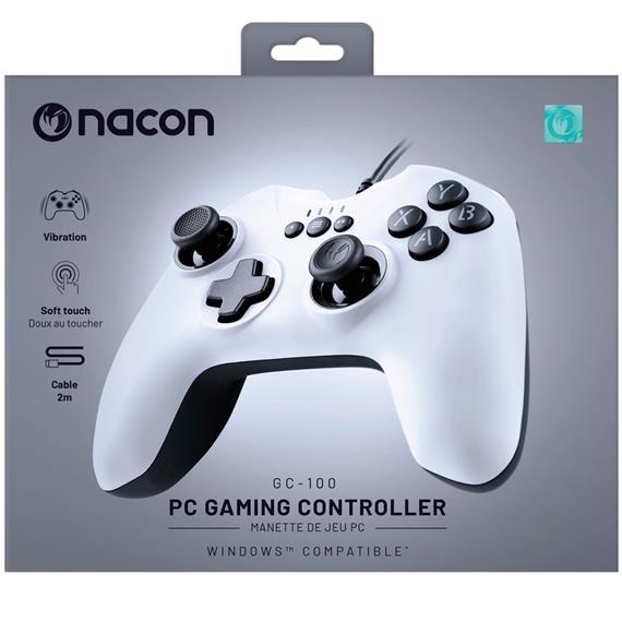 Nacon Mando con Cable para PC con Vibración Blanco (PCGC-100WHI)