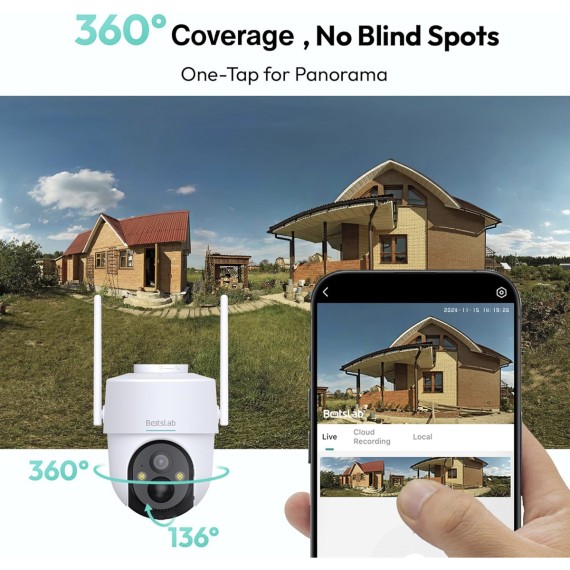 Botslab W314 Cámara de Seguridad 360º con 4G LTE, Batería y Panel Solar