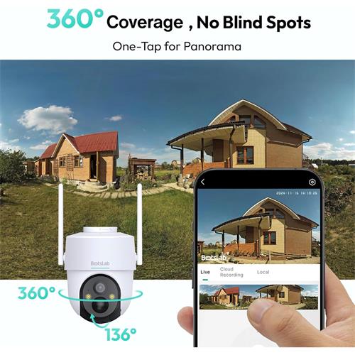 Botslab W314 Cámara de Seguridad 360º con 4G LTE, Batería y Panel Solar