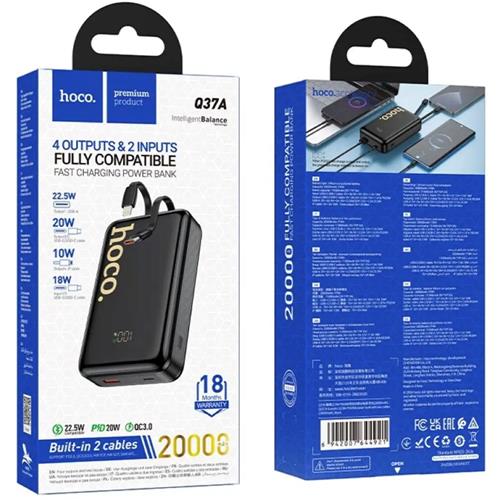 Powerbank Hoco Q37A 22.5W+PD20W 20.000 mAh con Cables USB-C y Lightning