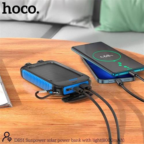 Powerbank Hoco DB51 con Panel Solar 8.000 mAh y Luz LED