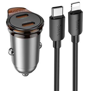 Cargador Coche USB-C 45W Hoco NZ16B con Salida Doble + Cable Lightning