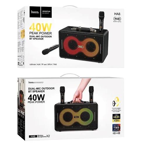 Hoco HA8 Altavoz Karaoke Bluetooth 40W con 2 Micrófonos