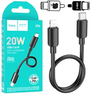Cable USB-C a Lightning 0.25 metros 20w Hoco X96 Negro