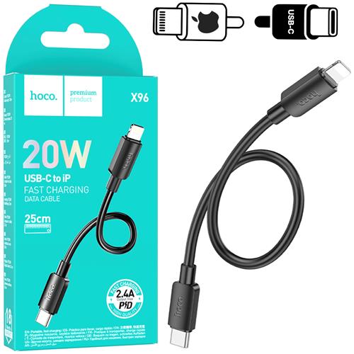 Cable USB-C a Lightning 0.25 metros 20w Hoco X96 Negro