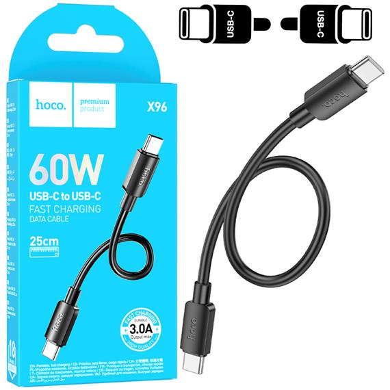 Cable USB-C a USB-C 0.25 metros 60w Hoco X96 Negro