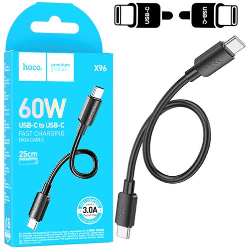Cable USB-C a USB-C 0.25 metros 60w Hoco X96 Negro