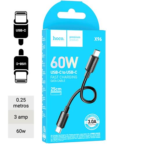 Cable USB-C a USB-C 0.25 metros 60w Hoco X96 Negro