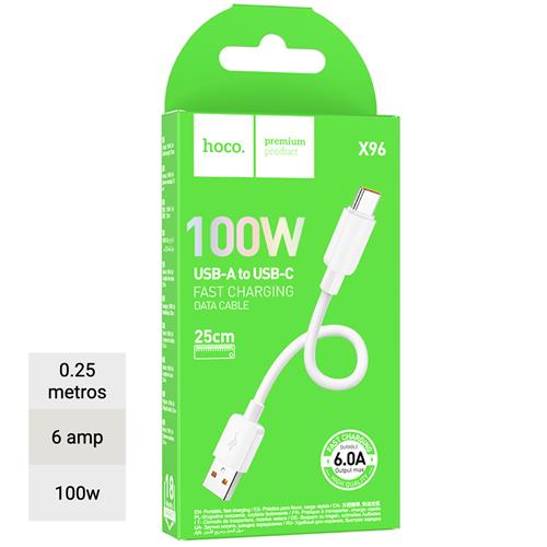 Cable USB- A To USB-C 0.25 metros 100w Hoco X96 Blanco