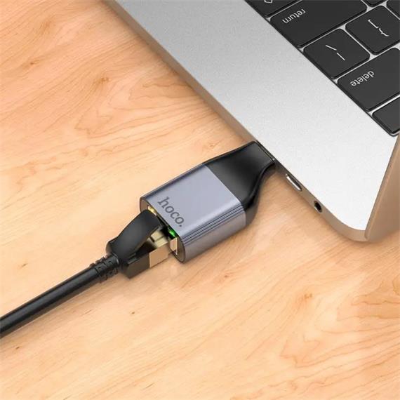 Adaptador USB-C a RJ45 RED Hoco UA35 Gris Metal