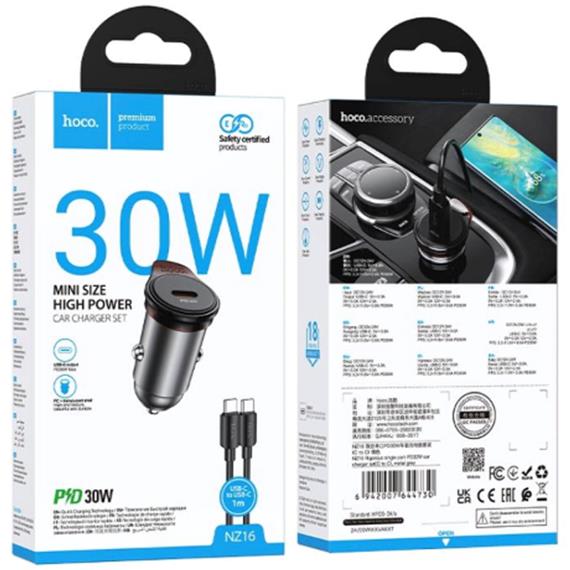 Cargador Coche USB-C 30W Hoco NZ16 + Cable USB-C