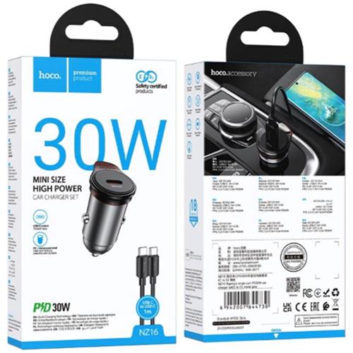 Cargador Coche USB-C 30W Hoco NZ16 + Cable USB-C