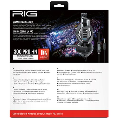 RIG 300 PRO HS Auricular Gaming para Nintendo Switch Negro