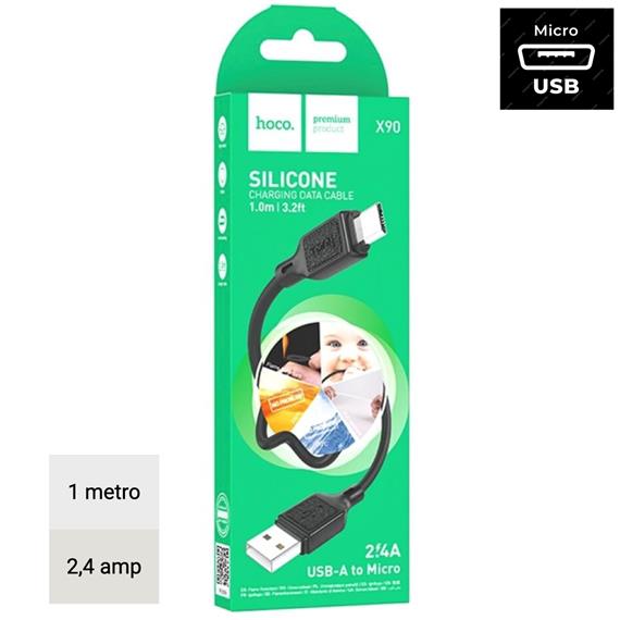 Hoco X90 Cable Cool Silicone Micro Black