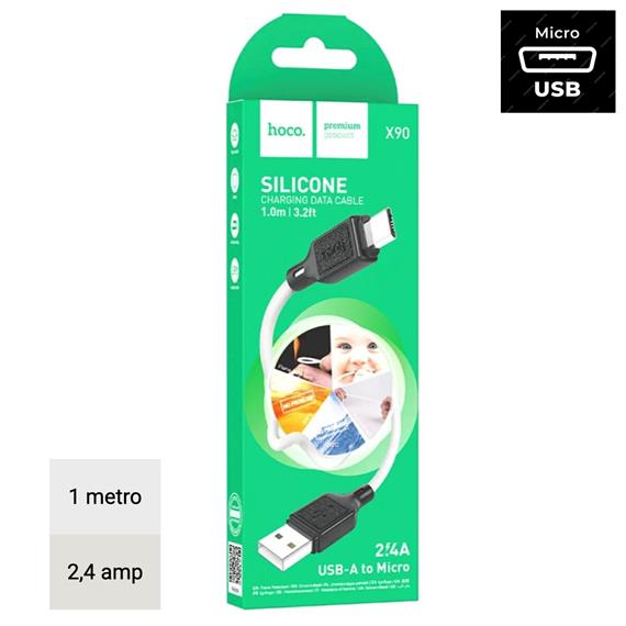 Hoco X90 Cable Cool Silicone Micro White