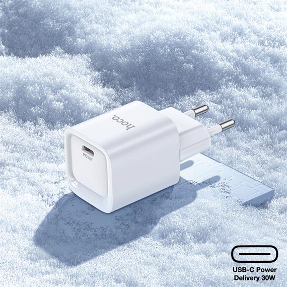 Hoco C148A Cargador Cham Single Port PD30W Type-C to Lightning White