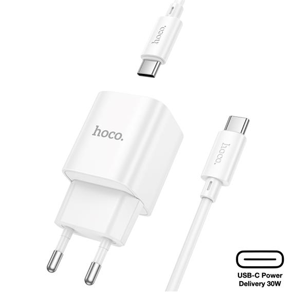 Hoco C148A Cargador Cham Single Port PD30W Type-C to C White