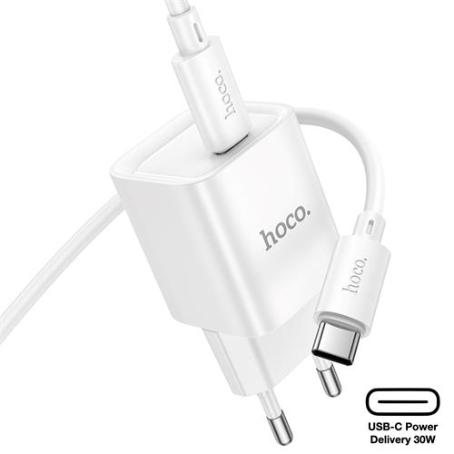 Hoco C148A Cargador Cham Single Port PD30W Type-C to C White