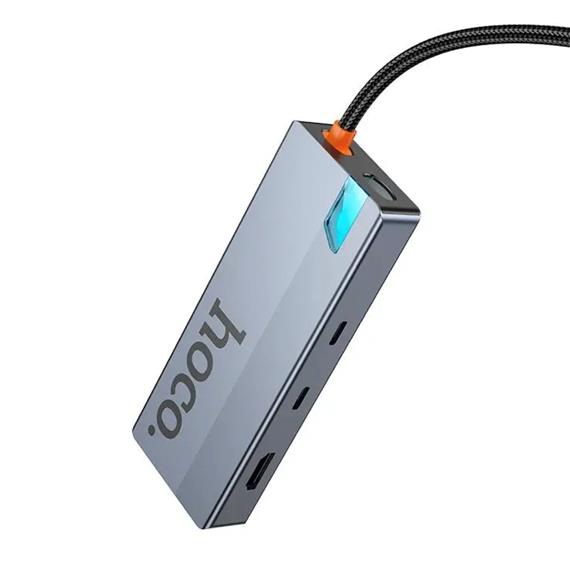 Adaptador USB-C 8-1 Hoco HB52 HDMI + 2x USB 3.0 + PD + RJ45 + MicroSD/SD