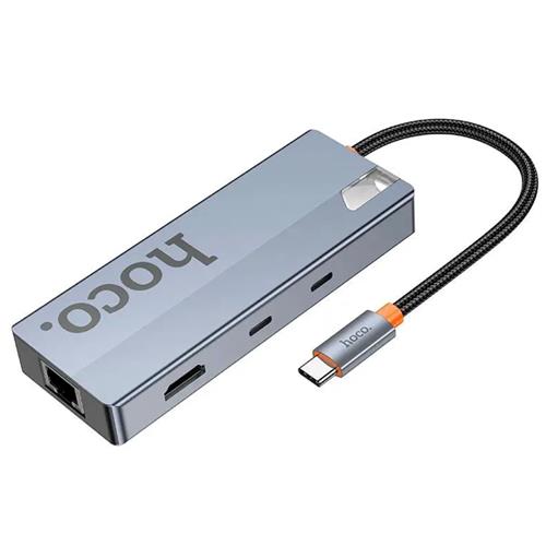 Adaptador USB-C 8-1 Hoco HB52 HDMI + 2x USB 3.0 + PD + RJ45 + MicroSD/SD