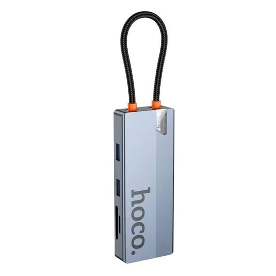 Adaptador USB-C 8-1 Hoco HB52 HDMI + 2x USB 3.0 + PD + RJ45 + MicroSD/SD