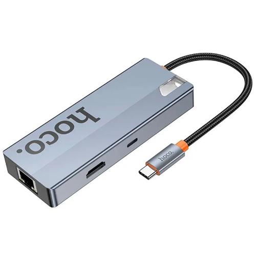 Adaptador USB-C 6-1 Hoco HB51 HDMI + 3x USB 3.0 + PD + RJ45