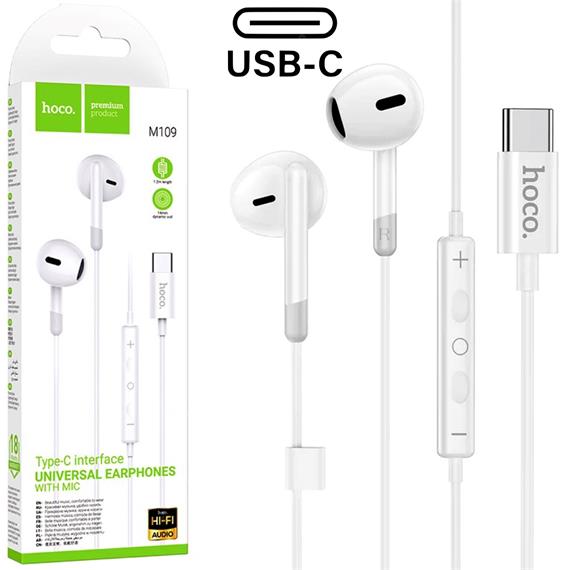 Hoco M109 Auricular con Micrófono y Conexión USB-C white