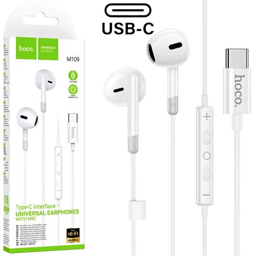 Hoco M109 Auricular con Micrófono y Conexión USB-C white