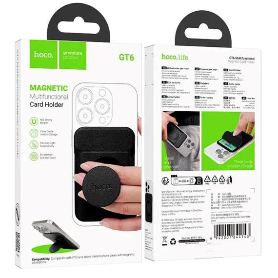 Hoco GT6 Tarjetero Magsafe con Soporte Negro