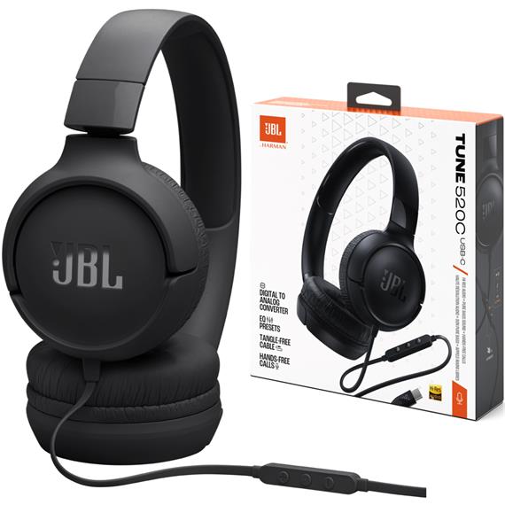 Jbl Tune 520C Auricular con cable y conexión USB-C Negro