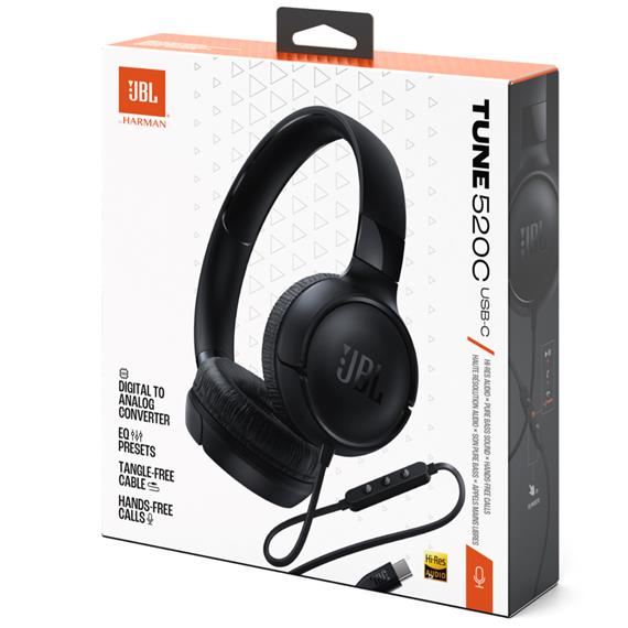 Jbl Tune 520C Auricular con cable y conexión USB-C Negro