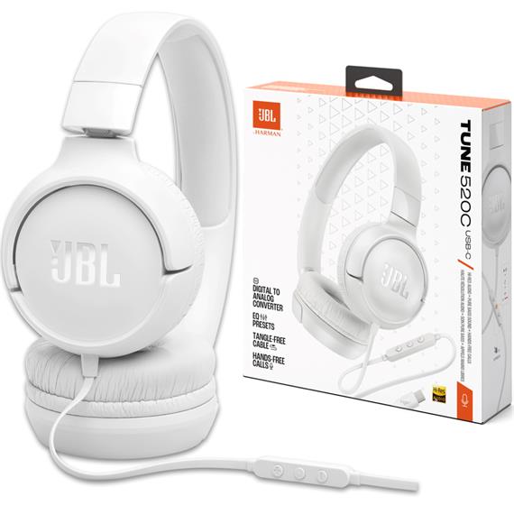 Jbl Tune 520C Auricular con cable y conexión USB-C Blanco