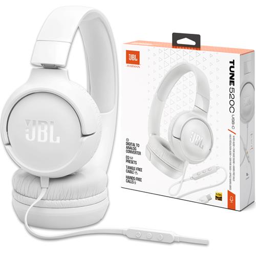 Jbl Tune 520C Auricular con cable y conexión USB-C Blanco