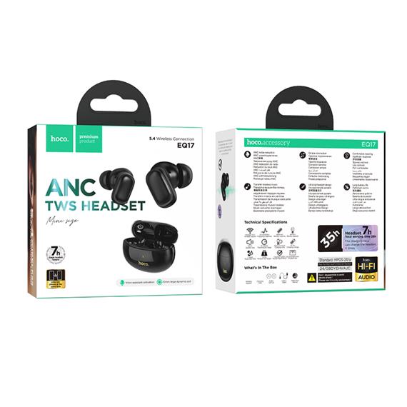 Hoco EQ17 Auricular Inalámbrico con Cancelación Ruido Midnight Black