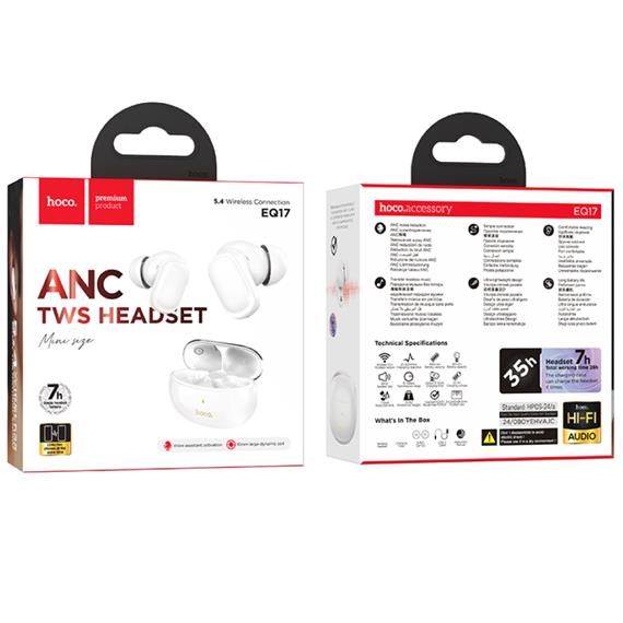 Hoco EQ17 Auricular Inalámbrico con Cancelación de Ruido Frost White
