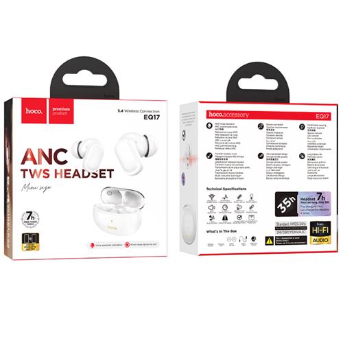 Hoco EQ17 Auricular Inalámbrico con Cancelación de Ruido Frost White