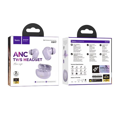 Hoco EQ17 Auricular Inalámbrico con Cancelación de Ruido Taro Purple