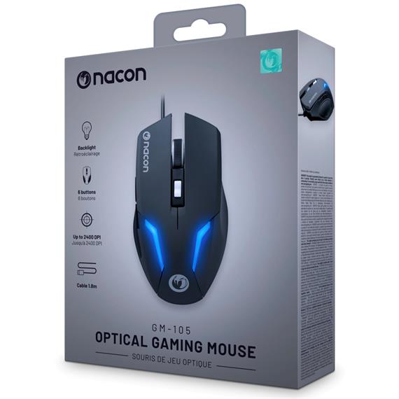 Nacon Raton Gaming con sensor de 800 a 2400 PPP Negro (PCGM-105)