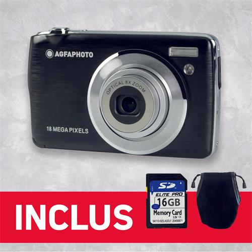 AgfaPhoto DC8200BK Cámara Digital 18MP 8x Zoom + SD16GB+ Bag Negra