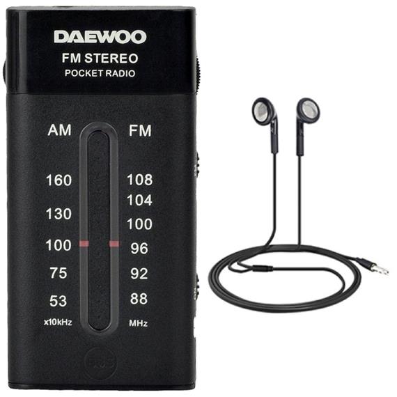 Daewoo DW1109 Radio Compacta AM/FM Incluye Auriculares Negro