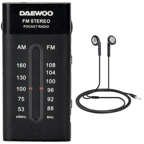 Daewoo DW1109 Radio Compacta AM/FM Incluye Auriculares Negro