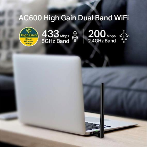 Tp-Link Adaptador Red AC600 Doble Banda USB 2.0 (Archer T2U Plus)